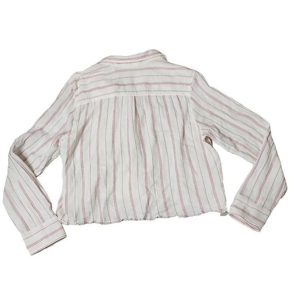 Pistola Tops | Pistola Crop Button Down in Manchester Stripe | Color: Pink/White - Picture 2 of 6